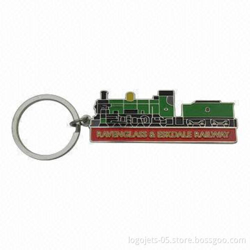 Keychain, Made of Brass or Iron, Soft Enamel-filled, Various Designs are Available